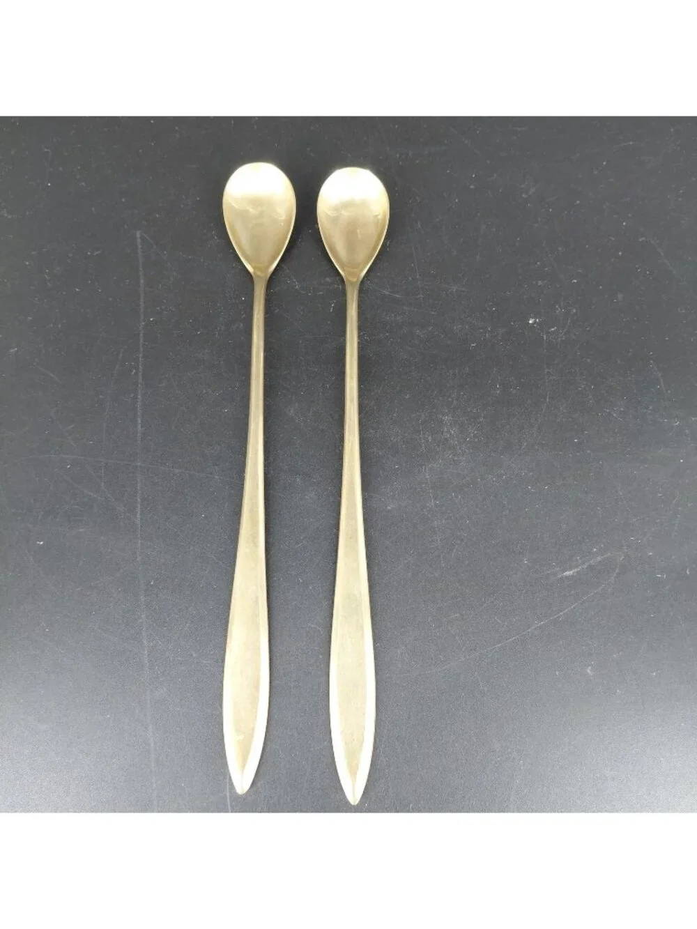 Dirigold Regal Long Handle Spoon Set 2 Dirilyte Alloy Satin Ice Tea Coffee Cream